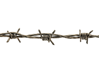 Barbed wire strand, aged texture on dark background