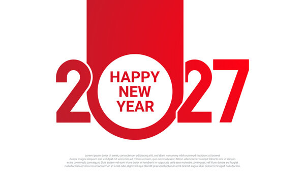 2027 Happy New Year Text Design. 2027 Number Design Template.