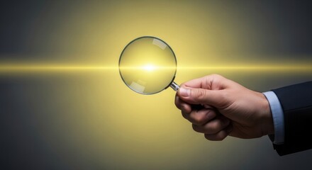 Magnifying Glass Focus on Bright Light, Hand, Business, Search