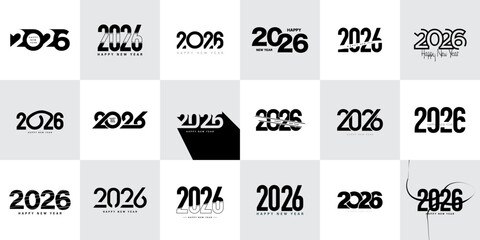 Fototapeta na wymiar Big Set of 2026 New Year Template Design.