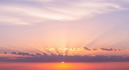 Sunset Sky with Sun Rays Breaking Through Clouds, Sunrise, Crepuscular rays, Light