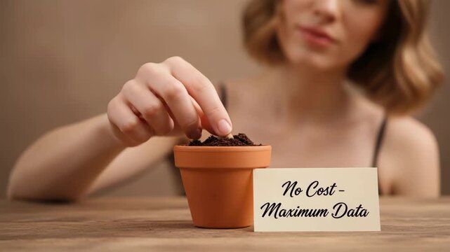 Nurturing Woman Gardening Planting Seeds in Small Pot with Soil for Growth and Potential