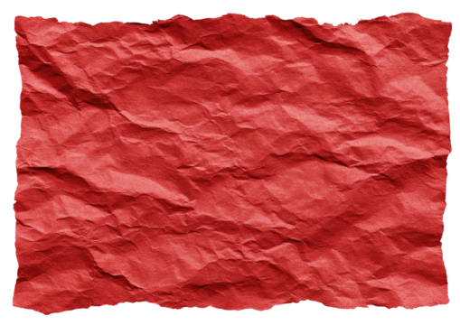 Wrinkled, red, torn paper texture on black background