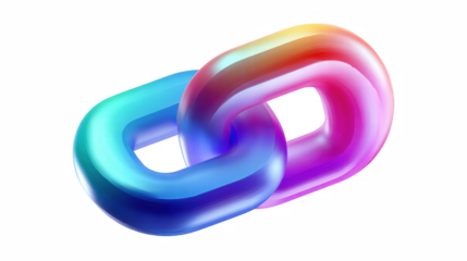 Chain link Icon isolated on white - Blue chain icon - 3d rendering strength, security, icon, digital, white, three-dimensional, chain