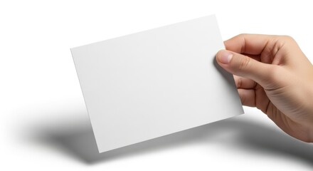 Hand Holding Blank Card with Shadow, White, Paper, Empty