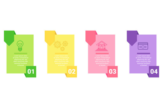Infographic displaying four colorful sections highlighting key components of infographic design. Each section including unique icon and brief explanation about design principles