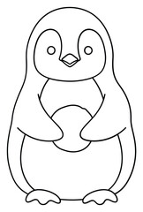 Simple Outline Drawing of a Cute Cartoon Penguin for Coloring Book Pages and Kids Activities