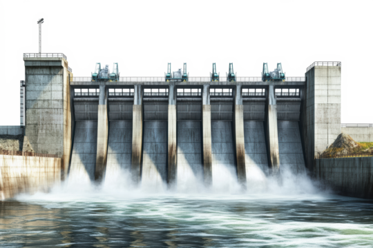 Hydropower station with large dam gates
