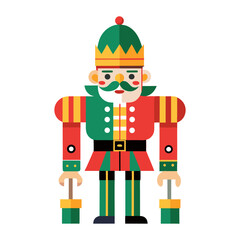 Colorful Nutcracker Toy Soldier Illustration. Vector in Flat Design Style. Decorative Wooden Figurine of Traditional Holiday Character for Festive Season and Home Decor.