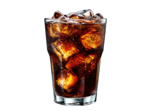 Iced fizz in a glass, bubbles and cold drink