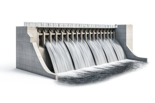 Close-up of hydroelectric dam turbines

