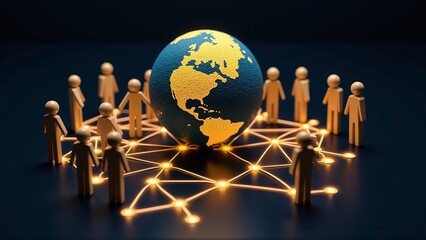 Golden, stylized figures stand against a dark background, forming a symmetrical, repetitive pattern with a smooth, matte surface evoking a sense of quiet contemplation.