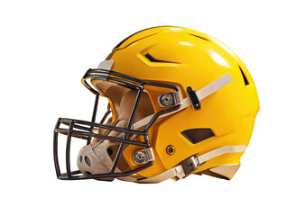 Fototapeta premium Yellow football helmet with black face mask, white straps