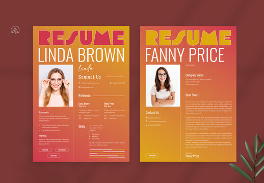Resume Template With Orange Color