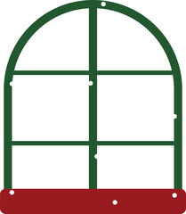 Vintage Christmas Window Flat Design Elements