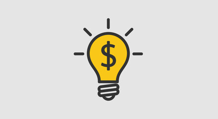 Bright Idea Light Bulb with Dollar Sign Symbolizes Financial Solutions