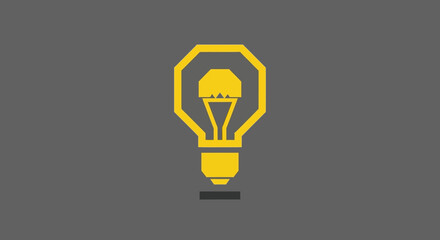 Modern golden light bulb icon symbolizing brilliant ideas, innovation, and creative solutions for technology, business strategy, and intellectual development with a clean aesthetic
