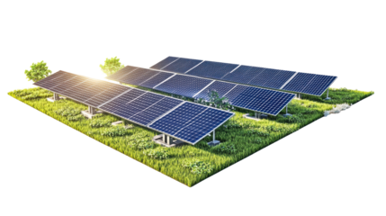 Solar panel array with bright sunlight
