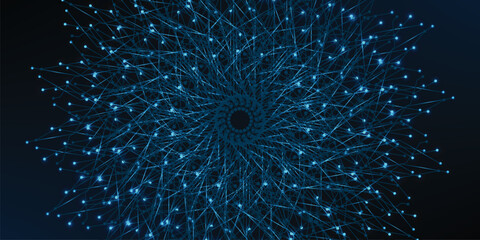 Neural networks design, AI concept, digital abstract wave lines vector