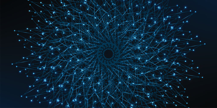 Neural networks design, AI concept, digital abstract wave lines vector