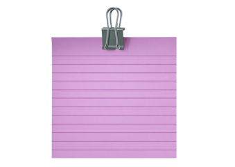 Lined pink note paper clipped