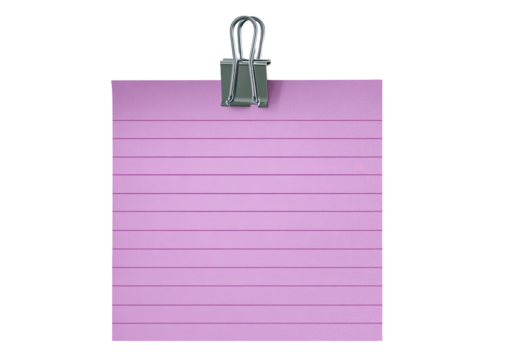 Lined pink note paper clipped