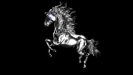 3D rendering of a galloping metallic horse for the Year of the Horse