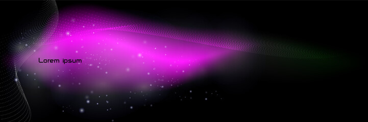 Futuristic dark abstract background with glowing neon circle UI and dynamic blue-purple waves. Ideal for high-tech, digital innovation, gaming, or cybersecurity concepts and presentations.