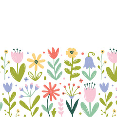 Seamless floral pattern with flowers and leaves design
