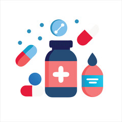 medicine bottle and pills