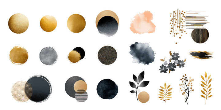 金色と黒の和モダンなあしらいとモチーフのセット