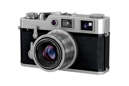 Vintage rangefinder camera classic analog photography equipment isolated on white background for photographers and collectors - Powered by Adobe