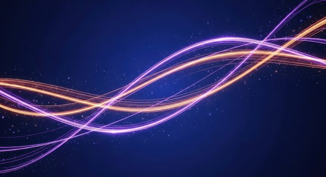 Abstract Flowing Purple and Orange Light Trails