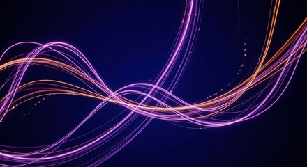 Abstract Flowing Purple and Orange Light Trails