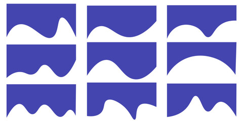 Collection of dividers shape templates. Modern separator header for website and app. Curve lines, wave collection of abstract design element for top and bottom page web site.