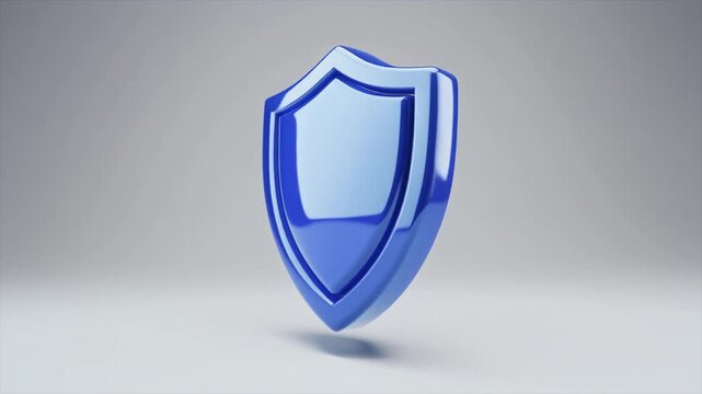 A glossy, three-dimensional blue shield icon symbolizing protection and security.
