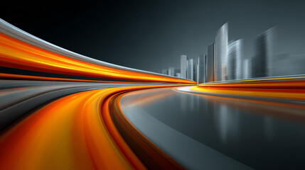 Urban Night with Colorful Light Trails