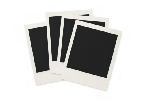 Blank instant film frames for memories, nostalgia, and storytelling on transparent background - Powered by Adobe