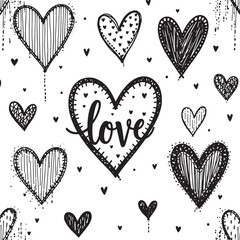Inked Love Typographic Doodle Pattern