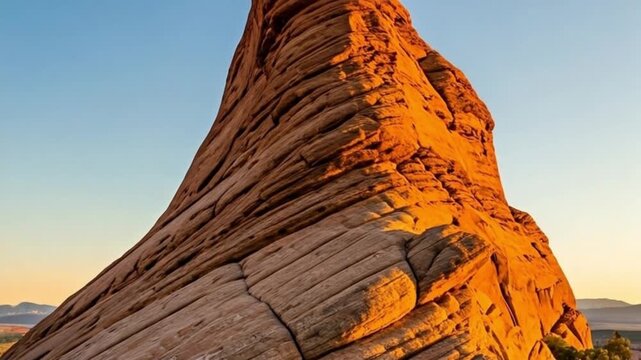 Golden Hour Light on a Desert Sandstone Formation.