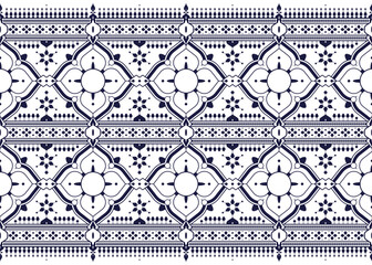 Floral, ethnic fabric seamless pattern, blue and white luxury style, design for cloth, carpet, batik, wallpaper, wrapping etc. © Misterwrongtime