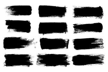Brush strock texture grunge black paint stripe Text boxes for banner.