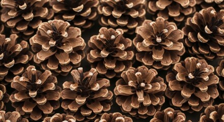 Close up View of Numerous Brown Pine Cones Creating a Natural Textured Pattern