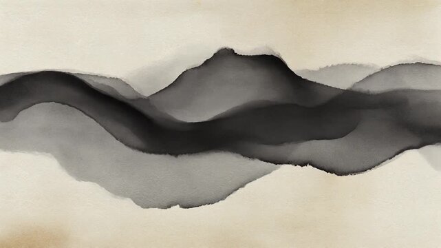 静寂に広がる墨の波が描く瞑想的な美