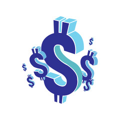 Vector illustration of a blue dollar sign