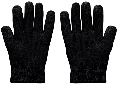 Black leather gloves isolated on a white background, featuring a pair of hands for work protection - Powered by Adobe