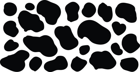 Black and white abstract cow print pattern with irregular organic shapes