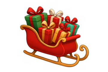 Sleigh delivering holiday presents, a festive christmas tradition illustration with gift boxes for celebration