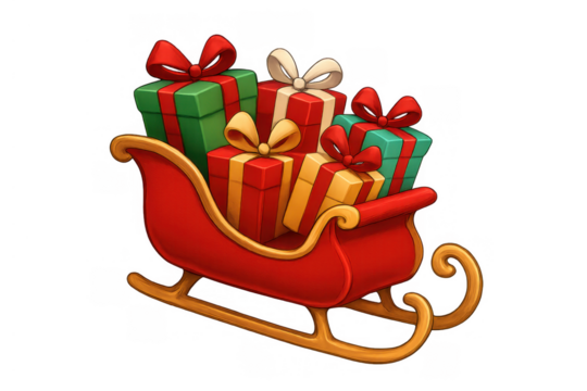Sleigh delivering holiday presents, a festive christmas tradition illustration with gift boxes for celebration