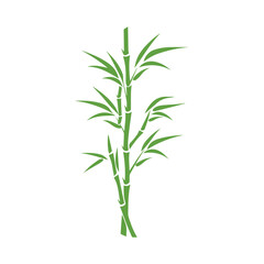 Fototapeta premium Bamboo leaves icon over white background, silhouette style, vector illustration